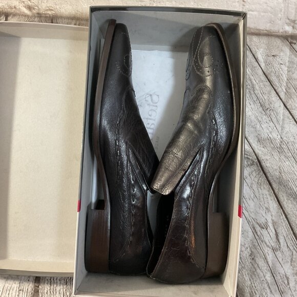 Stefano Castelli Mens Sz EU 46 US 13 Black Leather Wing Tip Slip-On Dress Shoes - Picture 6 of 8